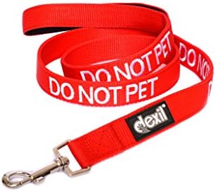 Dexil Limited DO NOT PET Red Color Coded 2 4 6 Foot Padded Dog Leash Prevents Accidents by Warning Others of Your Dog in Advance (4ft)