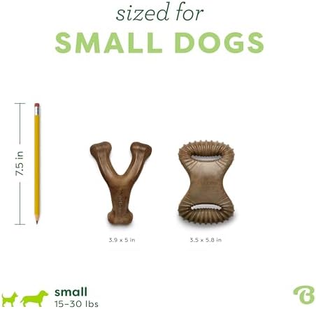 Benebone 2 Count (Pack of 1) Wishbone/Dental Durable Dog Chew Toys, Real Bacon, Made in USA, Small