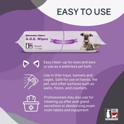 Odorcide Animal Odor Eliminator Cat and Dog Wipes (80 Wipes) - All Purpose Deodorizing Pet Wipes - Pet Odor Eliminator for Pet Kennels Cages – Pet Deodorizing Wipes w/Safe Non-Enzymatic Formula
