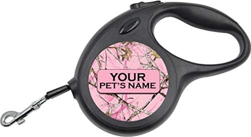 Camo Retractable Dog Walking Leash | Personalized w/Your Pet's Name (Pink Outdoor)