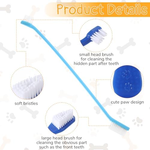200 Pcs Dog Toothbrush Dual Headed Dental Brushes Bulk Dog Tooth Brushing Kit Long Handle Soft Bristles Pet Tooth Brush for Large and Small Dogs, Cats, Puppy Teeth Cleaning Dental Oral Care