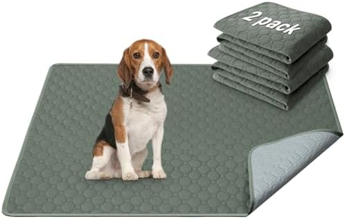 H.VERSAILTEX Premium Washable Pee Pads for Dogs 2 Pack Super Absorbent 100% Waterproof Reusable Non-Slip Quilted Puppy Training Pads for Crate Playpen Whelping & Potty Training(36"x48", Sage)
