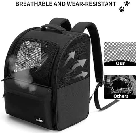 wakytu Cat Carrier Backpack,Pet Backpack Carrier for Small Cats Dogs,Black