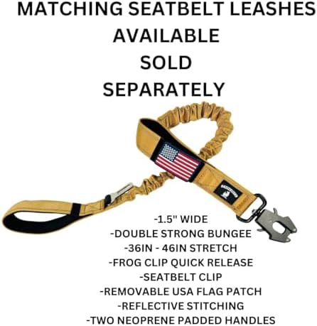 Tactical Dog Collar with Handle - 1.5 Inch Thick Heavy Duty Nylon, Military Style Metal Quick Release Buckle & Integrated D-Ring, for Medium & Large Dogs – Includes USA Flag On Customizable Name Plate