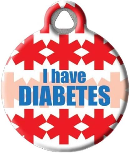 I Have Diabetes Medical Alert Personalized Pet ID Tag for Dogs and Cats, Silent Dog Tag with Customized Identification Information - Large 1.25" Diameter