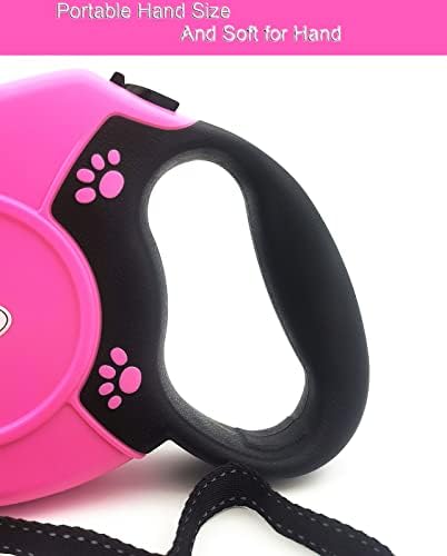 Retractable Dog Leash 26ft,360° Tangle-Free Long Cord Pets Puppy Walking Leashes,Non-Slip Handle for Small Medium Large Dogs,Up to 110 lbs (Pink)