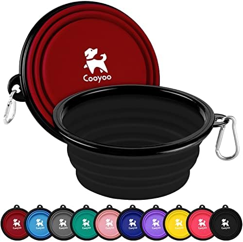 COOYOO Collapsible Dog Bowl,2 Pack Collapsible Dog Water Bowls for Cats Dogs,Portable Pet Feeding Watering Dish for Walking Parking Traveling with 2 Carabiners
