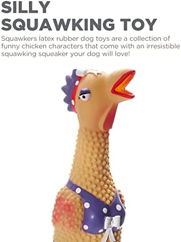 Outward Hound by Charming Pet Squawkers Henrietta Latex Squeaky Rubber Chicken Dog Toy, Funny Interactive Holiday Toy for Dogs, Small Size