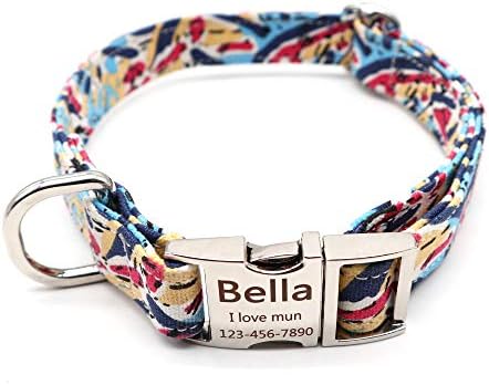 Customized Nylon Dog Collar, Personalized Dog Collar Engraved with Name and Phone Number,Adjustable ID Dog Collar with Quick-Release Buckle (M, Graffiti)