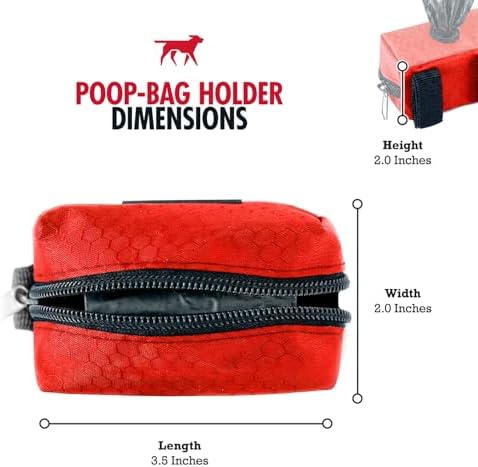 Tuff Pupper Dog Poop Bag Holder | Works with Any Dog Leash | Zippered Waste Bag Dispenser | Waterproof with Rust-Proof Clip | Convenient Lightweight Design | Includes 2 Rolls of Leak-Proof Bags