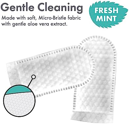 Petkin Fingertip Tooth Wipes for Dogs and Cats, 50 Finger Wipes - Slip-On, Snug Fit, Micro-Bristle Fabric - Cleans Teeth, Gums, Plaque & Tartar - Convenient, Ideal for Home and Travel - Fresh Mint