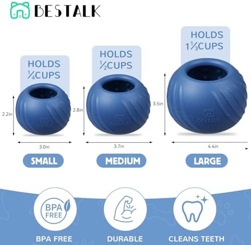 Long-Lasting Dog Lick Toy, Wobbly Dog Enrichment Lick Bowl to Keep Dogs Busy, Interactive Stuffable Dog Treat Feeder for Boredom, Silicone Treat Dispensing Chew Toy(Dark Blue,L)