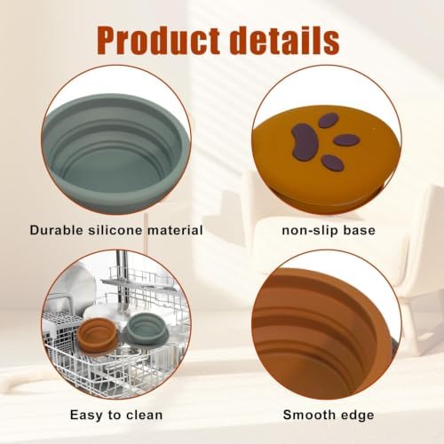 2-in-1 Collapsible Dog Travel Bowl Portable Silicone Carabiner
