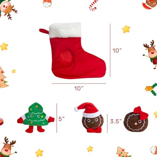 Hollypet Christmas Squeaky Hide and Seek Dog Toys for Small and Medium