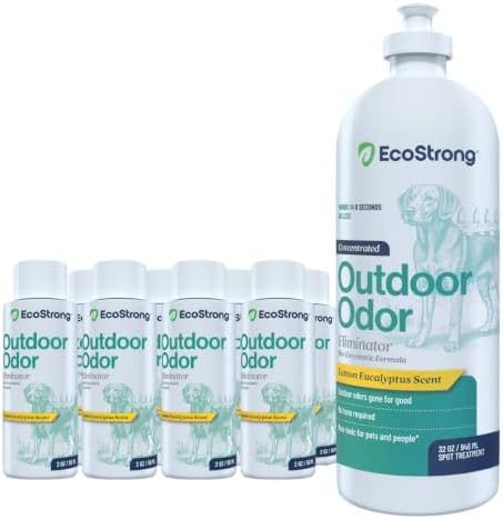 Outdoor Odor Eliminator | Outside Dog Urine Enzyme Cleaner – Powerful Pet, Cat, Animal Scent Deodorizer | Professional Strength for Yard, Turf, Kennels, Patios, Decks (10-2oz Shots with Halo Sprayer)