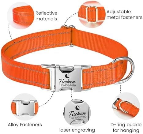 Silent Dog Collar Personalized with Name Phone Number Laser Engraved
