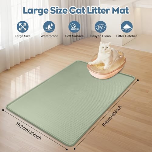 Lorvain Cat Litter Mats,45"x30" Extra Large Silicone Cat Mat for Litter Box
