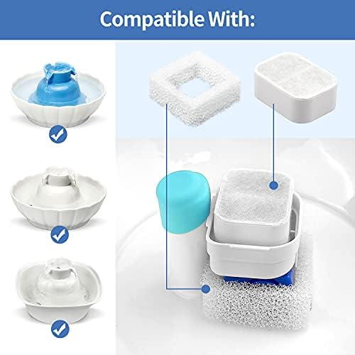 10 Pack Cat Water Fountain Replacement F-ilters, 8 Pack Pet Fountain Replacement F-ilters and 2 Pack Foam Filters for Tritone/Fiumi Ceramic Pet Lotus Ceramic Pet Drinking Fountain