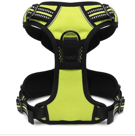 TRUE LOVE Adjustable No-Pull Dog Harness Reflective Vest, Neon Yellow, M