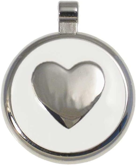 LuckyPet Heart Jewelry Pet ID Tag for Cats and Dogs, Personalized Engraving on The Back Side, Small White Heart