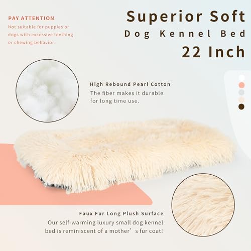 nononfish Extra Small Dog Crate Bed, 22"x13", Faux Shag Fur, Non-Skid Bottom