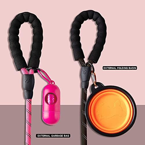 2 Pack 5FT Retractable Dog Leash, Pink and Black Heavy Duty Dog Leash for Small, Medium, Large Dogs with Comfortable Padded Handle, Retractable