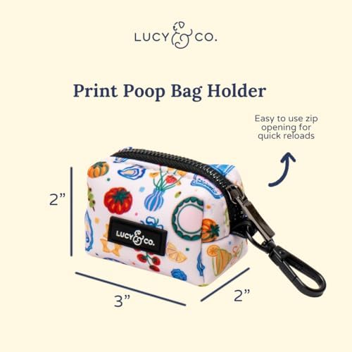 Lucy & Co. Dolce Vita Dog Poop Bag Holder and Dispenser, Clips to Leash, Water-Repellent Neoprene, Includes Refill Roll