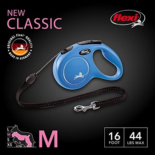 FLEXI® Classic Cord Retractable Dog Leash, Medium, 16 ft - Blue