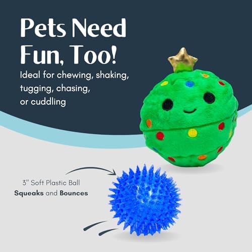 Flourish Pets 2 in 1 Christmas Multi-Layer Chew Toy for Active Dogs | Non-Toxic BPA Free Double Stitched Soft Fabric and Long-Lasting Dog Plush Toys (Christmas Tree 3.5")