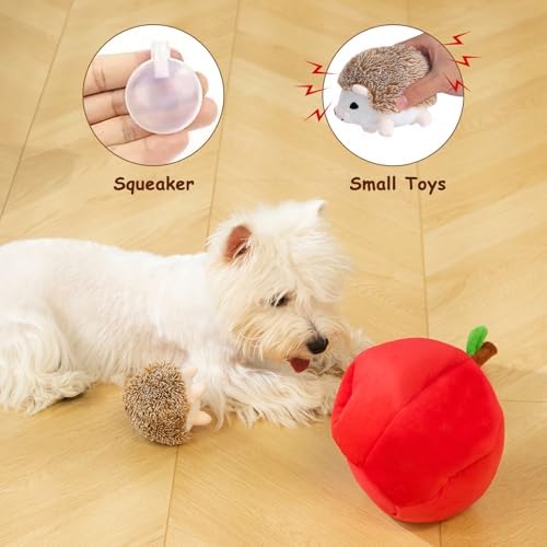 Hollypet Squeaky Hide and Seek Dog Toys for Small and Medium Dogs, Hedgehog