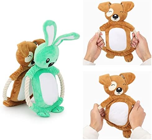 Squeaky Dog Toys , Funny Dog Toys Stuffed Plush Dog Toy , Cute Dog Rabbit Dog Birthday Gift Dog Chew Toys Pet Toys for Small Medium and Large Dogs(Green Rabbit)