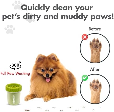 Dexas MudBuster Small Dog Paw Cleaner, Green, For Paws up to 2 inches Wide, Gentle Silicone Bristles for Quick, Easy Cleaning (Pack of 6)