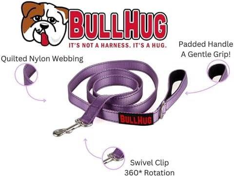 BULLHUG 6 FT Bulldog Leash with Padded Handle. Perfect for Bulldogs, French Bulldogs, Pugs & All Breeds. Leashes for Walking, Training Lead for Bulldogs (Violet)