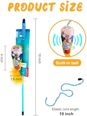 Interactive Cat Toys Donald Trump Toy, Trump Doll Feather Wand Toy, Catnip Toys, Cat Teaser Wand String, Fishing Pole,Kitten Play Exercise Toys,Halloween