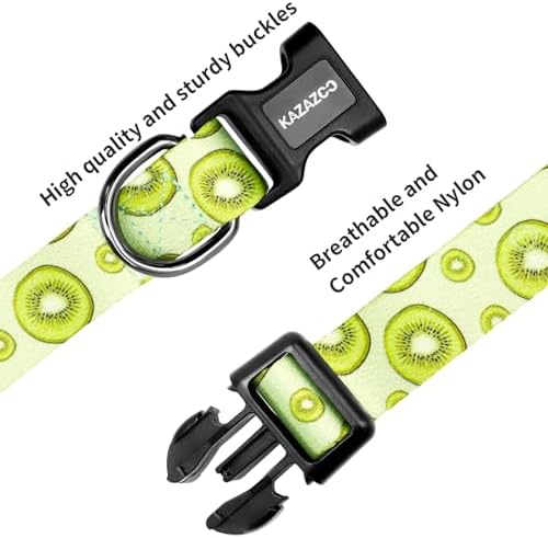 Kazazoo Dog Collar Cute and Soft Nylon Puppy Collar for Boy and Girl Dogs, Adjustable Dog Collars for Medium Dogs, Green Daisy-M
