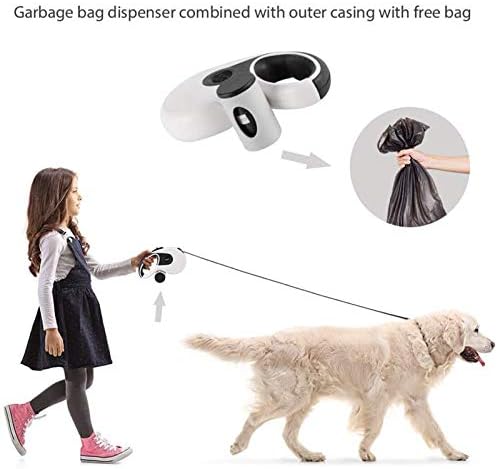 Retractable Dog Leash Heavy Duty 360°Tangle-Free Pet Walking Leashes Anti-Slip Handle 16ft Strong Nylon Cord with Poop Bag Dispenser&Bowl for Medium Large Small Dog(Blue)