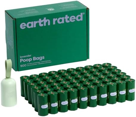 Earth Rated Dog Poop Bag Holder, 1 Dispenser and 900 Bags, Lavender
