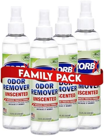 ZORBX Unscented Odor Remover 7.5 Oz 4-Pack, Multi-Room, Hospital-Grade