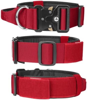 Tactical Dog Collar with Handle (Red, XL)