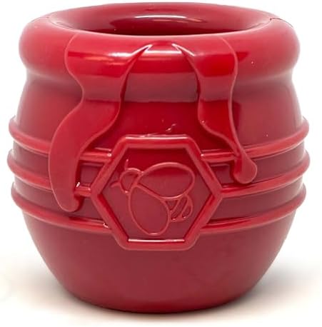 SodaPup Honey Pot – Durable Dog Treat Dispenser & Enrichment Toy Made in USA from Non-Toxic, Pet Safe, Food Safe Natural Rubber Material for Mental Stimulation, Problem Chewing, Calming Nerves, & More