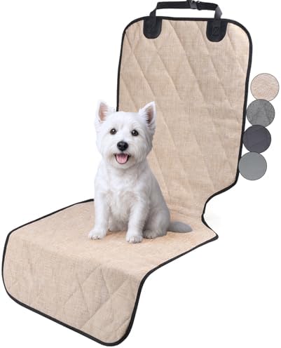VIVAGLORY Dog Front Seat Cover Car Seat Protector, L, Heather Khaki, 1Pack