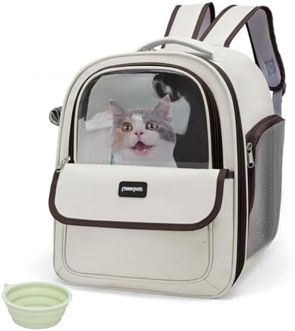 Cat Backpack Carrier for Travel & Hiking - Large Space, Durable & Breathable Pet Carrier for Cats & Small Dogs - Anti-Scratch, Escape-Proof Design (Brown, Large)