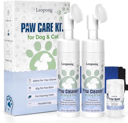 Leopong Dog Paw Care Kit with Cleaner Foam & Paw Balm, 4-Piece Set