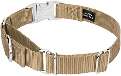 Country Brook Petz - Martingale Dog Collar - Heavy Duty Nylon Adjustable Martingale Dog Collar with Metal Buckle for Small Medium Large Breeds - 30+ Color Options (5/8 Inch, Extra Small, Copper Gold)