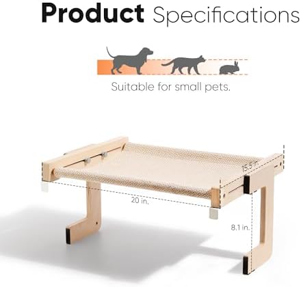 FUKUMARU Cat Window Perch, Sturdy Wood Hammock Window Bed for Indoor Cats