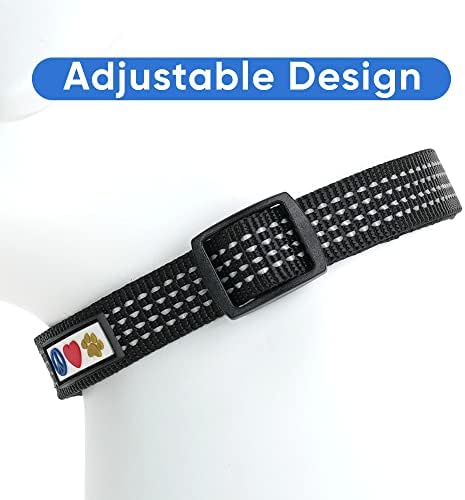 Pawtitas Reflective Dog Collar for Large Dogs – Adjustable Nylon Collar with Quick-Release Buckle | Fits Neck 16–26 in | Night Safety Training Collar | L | Black