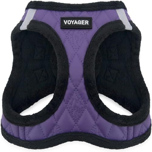 Voyager Step-in Plush Dog Vest Harness -Purple Faux Leather, X-Small