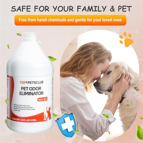 Pet Odor Eliminator for Strong Odor, Pet Stain Remover for carpet, Ready to Use Plant Based Formula Dog & Cat Urine Odor Eliminator Spray - Colorless and Odorless,Used in House, Doghouse(128oz)