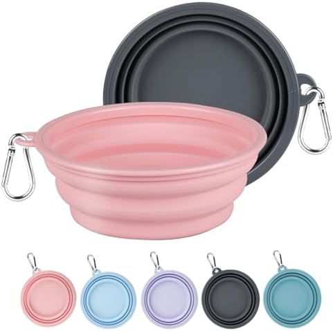 Kytely Collapsible Dog Bowls Medium (650ml), 2 Pack Travel Dog Bowls for Dog Cat, Portable Pet Water Food Bowl with Clasp, Pet Cat Feeding Cup Dish for Outdoor, Travel, Walking, Parking
