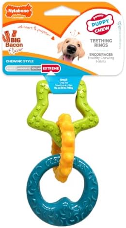 Nylabone Puppy Power Chew Teething Rings Dog Chew Toy, Bacon Flavor, Small